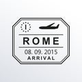 Rome passport stamp. Italy airport visa stamp or immigration sign. Custom control cachet. Vector illustration. Royalty Free Stock Photo